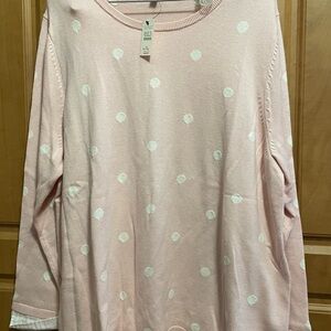Talbots Light Pink Sweater with White Dots